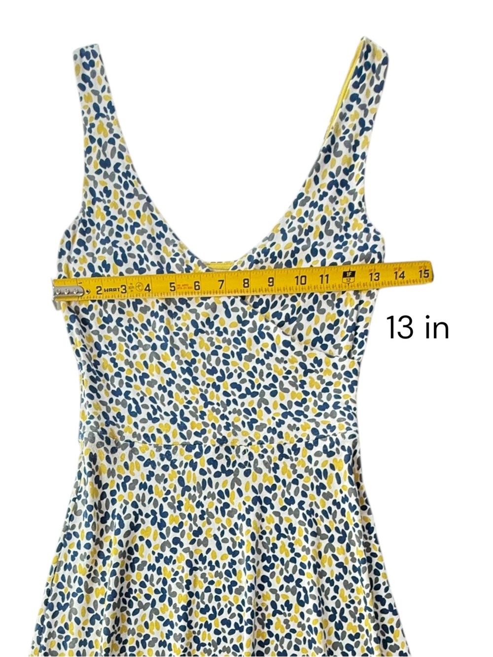 Boden Women Fit Flare Dress US 2R White Blue Yellow Dot Print Sleeveless - Picture 9 of 11
